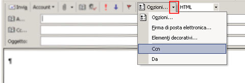 Outlook 2003: settare l'opzione Ccn