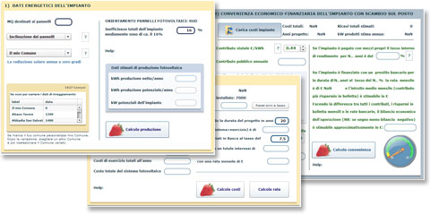 Riquadri per il calcolo del conto energia solare