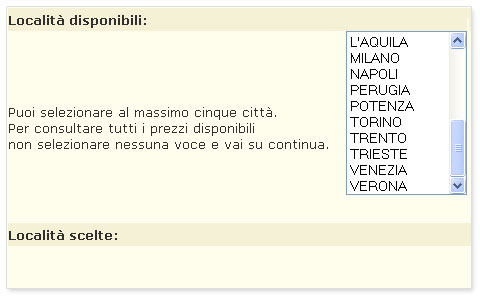 Scelta della località...