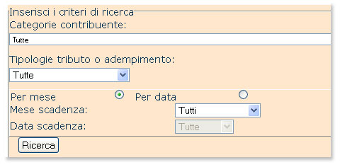 Motore di ricerca di tributi e adempimenti fiscali