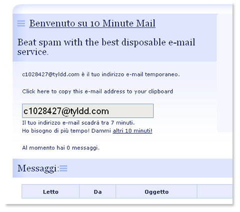 10 Minute Mail: Ecco come si presenta il nuovo indirizzo email