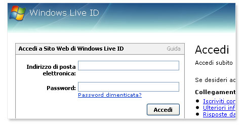 Login di Windows Live