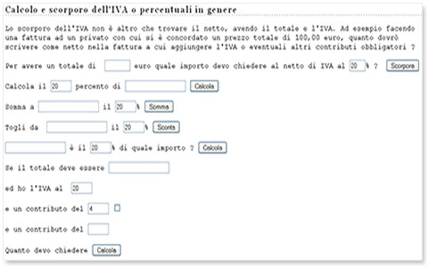 Applicativo online per il calcolo e lo scorporo dell'IVA