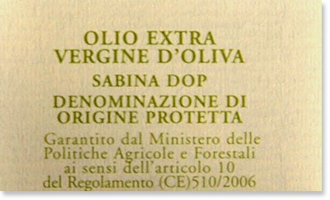 Garanzia del Ministero delle Politiche Agricole su una bottiglia di olio d'oliva