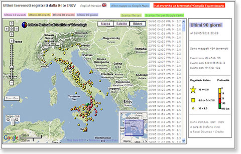 INGV: Mappa Terremoti